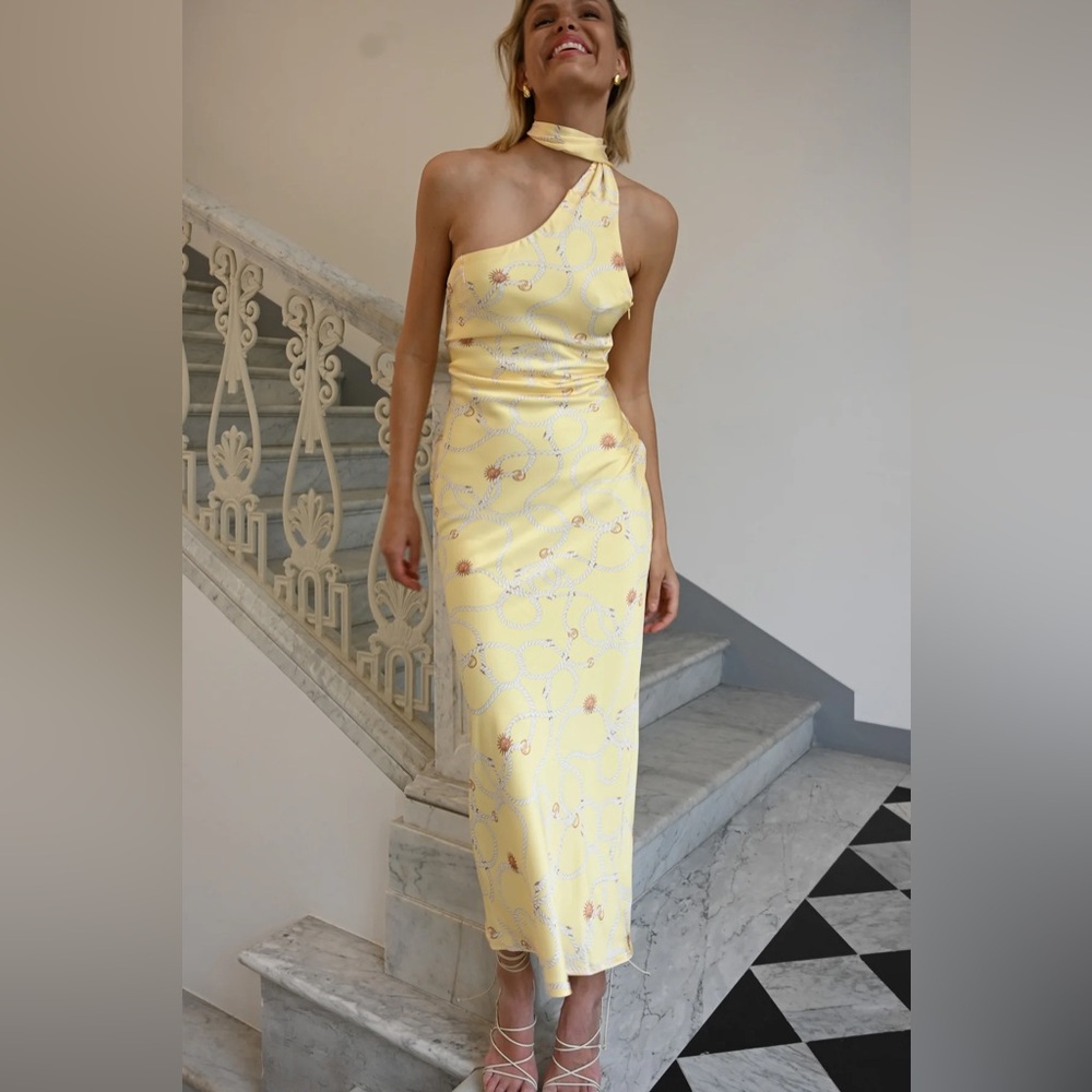 YLLW: HENDRICKS DRESS — ROPE yellow the label open back long occasion formal XS